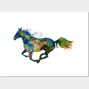 Colorful Running Horse Silhouette Posters and Art